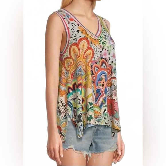 JOHNNY WAS‎ Janie V-Neck Tank Tunic Top Paisley Size L NWT - Picture 6 of 13